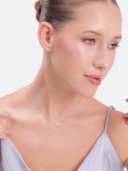 MINOUS - 925 Silver Heart Necklace with Shimmering Crystal Centre
