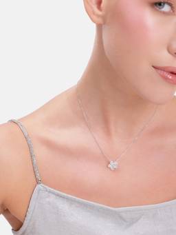 MINOUS - 925 Silver Radiant Flower Diamond Necklace