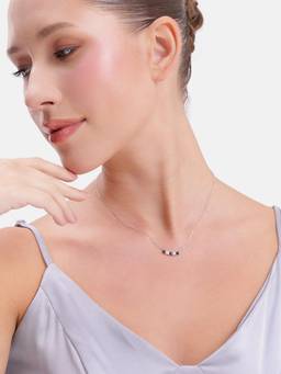 MINOUS - Silver Midnight Prism Five-Stone Bar Necklace