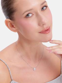 MINOUS - 925 Silver Crystal Snowflake Necklace