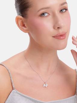 MINOUS - Silver Twin Leaf Sparkle Necklace