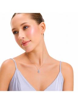 MINOUS - Silver Elegant Blue Stone Halo Necklace