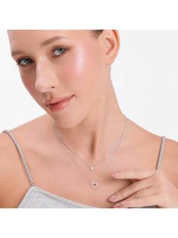 MINOUS - Silver Double Heart Layered Necklace