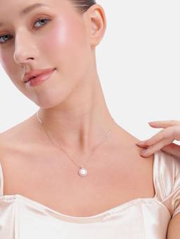MINOUS - 925 Silver Snowfall Pearl Halo Pendant Necklace