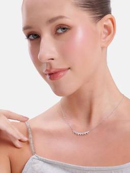MINOUS - 925 Silver Baguette Curve Necklace