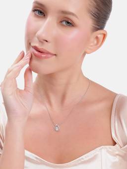 MINOUS - 925 Silver Crystal Drop Silver Necklace
