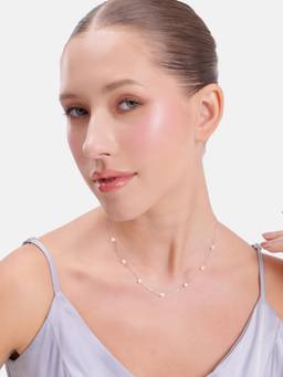 MINOUS - 925 Silver Ethereal Pearl Station Necklace