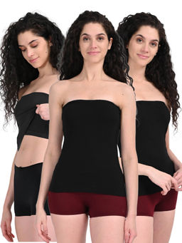 Adira - Women Black Solid Slips & Camisole (Pack of 3)