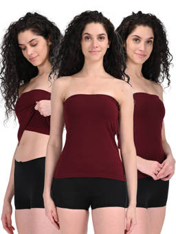 Adira - Women Wine Solid Slips & Camisole (Pack of 3)