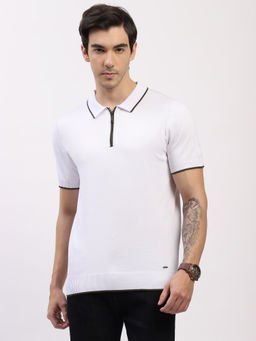 Global Republic - Viscose Blend Solid White Polo T-Shirt