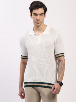 Global Republic - Cotton Blend Woven White Polo T-Shirt