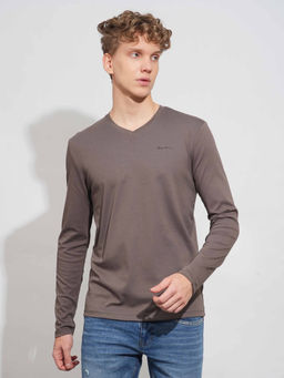 Being Human - Clothing Grey Slim Fit V Neck Men T-Shirt