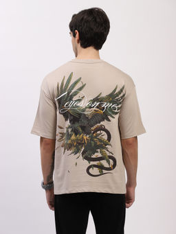 Global Republic - Cotton Terry Printed Grey Crew Neck T-Shirt