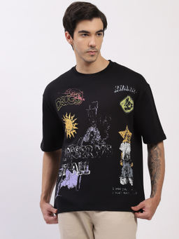 Global Republic - Coton Terry Black Crew Neck T-Shirt