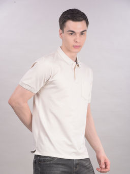 CRIMSOUNE CLUB - Men Cream Polo T-Shirt