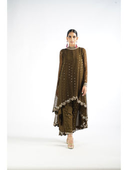 Vvani by Vani Vats - Olive Green Kurta & Pant (Set of 2)