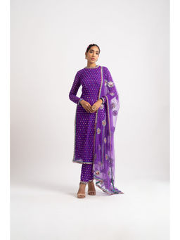 Vvani by Vani Vats - Purple Multi Polka Kurta & Pant with Dupatta (Set of 3)