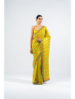 Vvani by Vani Vats - Moss Green Mirror Saree & Stitched Blouse