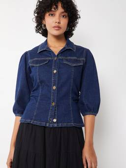 max - Blue Women Denim Shirt