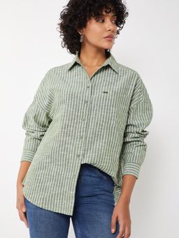 max - Green Women Striped Shirt