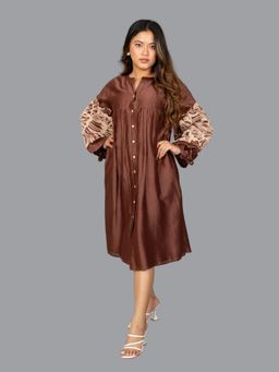 KASAVI - Brown Mocha Muse Statement Midi Dress