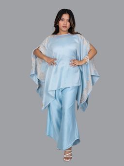 KASAVI - Azure Blue Flow Kaftan with Pant