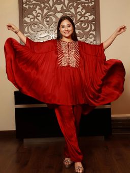 KASAVI - Maroon Regal Top with Pant