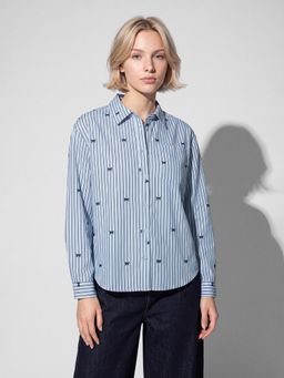 max - Women Blue Striped Shirt
