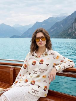 max - Off White Women Printed Shirt