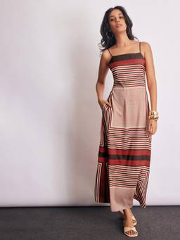The Label Life - Red Geometric Scarf Print Maxi Dress