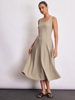 The Label Life - Beige Textured Knit Midi Dress