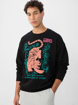 The Souled Store - Men Indie Tiger Printed Oversized Sweatshirt