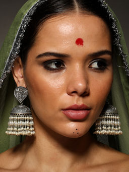 VENI - 92.5 Silver-Plated Oxidised Beaded Earrings