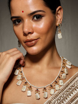 VENI - 18KT Gold-Plated Kundan-Studded and Pearls Beaded Jewellery Set