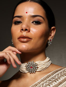 VENI - 18K Gold-Plated Kundan -Studded and Beaded Jewellery Set
