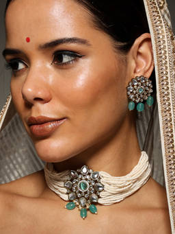 VENI - 18K Gold-Plated Kundan-Studded and Beaded Jewellery Set