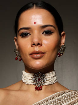 VENI - 18K Gold-Plated Kundan Stone-Studded and Beaded Jewellery Set