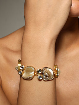 VENI - Gold-Plated Stone Studded Link Bracelet