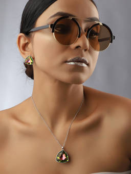 VENI - Silver-Plated Crystal Studded Jewellery Set