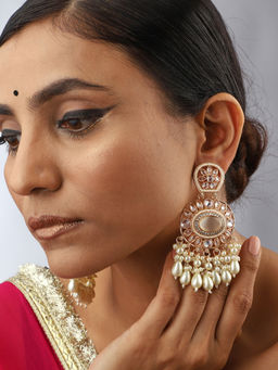 VENI - 18K Gold-Plated Kundan Studded Contemporary Earrings