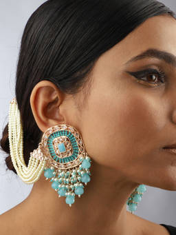 VENI - 18K Gold-Plated Kundan Studded Contemporary Earrings