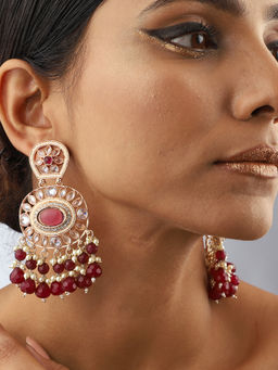 VENI - 18K Gold-Plated Kundan Studded Contemporary Earrings