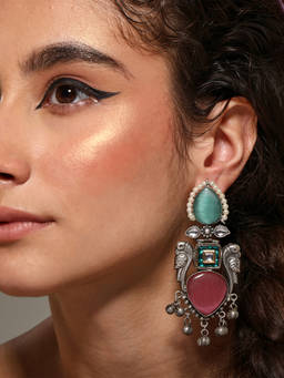 VENI - 92.5 Silver Plated Oxidised Contemporary Earrings