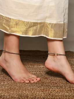 VENI - 925 Silver-Plated Oxidized Anklets
