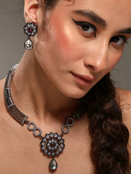 VENI - Silver-Plated Zircon-Studded Jewellery Set