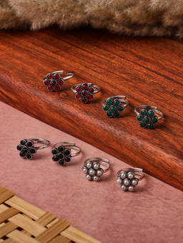 VENI - 4-Pcs Silver-Plated 4 Pair of Toe Rings