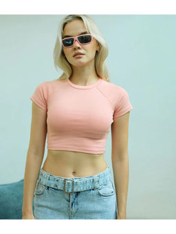 Bonkers Corner - Pink Ribbed Heavyweight Crop T-Shirt