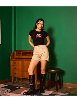 Bonkers Corner - Black Happy Holidays Crop T-Shirt