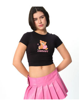 Bonkers Corner - Black Cancer Cosmic Crop T-Shirt