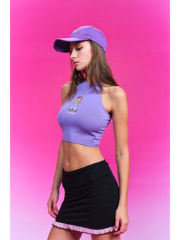 Bonkers Corner - Purple Yasmine Halter Neck Crop Top